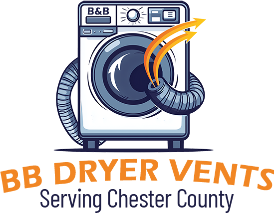 BB Dryer Vents logo with arrows showing airflow from a dryer vent, representing professional dryer vent cleaning service